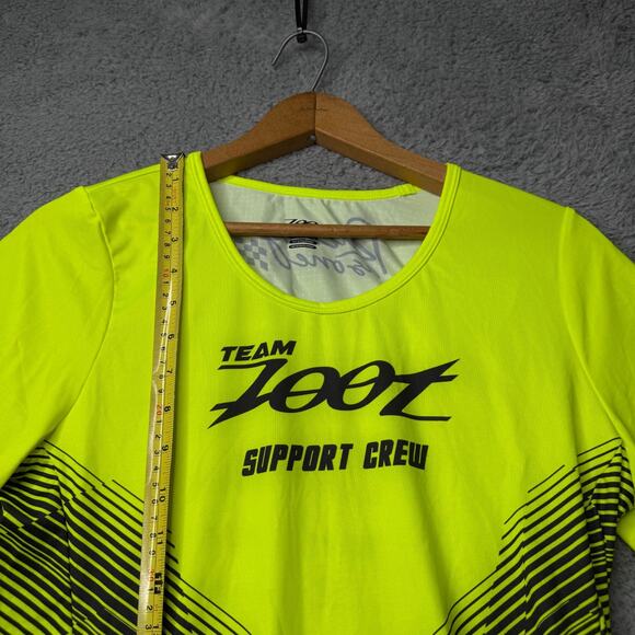 Zooz Running Shirt Men's Medium Neon Yellow Racing Short Sleeve - Picture 4 of 12
